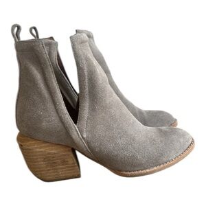 JEFFREY CAMPBELL Orwell Suede Gray Split Shift Ankle Boots Size 6
